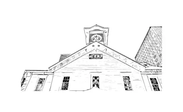 Print Building View Landmark Sapporo City Japan Hand Drawn Sketch — Stock Vector