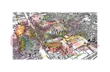 Sariaya, Filipinler 'in başkenti Filipinler' de yer alan bir şehirdir. Vektörde elle çizilmiş resim ile suluboya sıçraması.