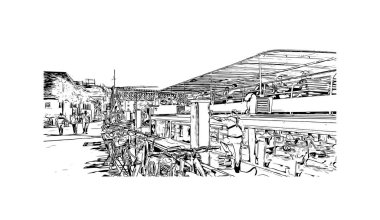 Schaffhausen, İsviçre 'de yer alan bir şehirdir. Vektörde elle çizilmiş çizim çizimi. 