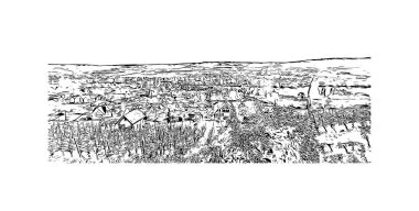 Schaffhausen, İsviçre 'de yer alan bir şehirdir. Vektörde elle çizilmiş çizim çizimi. 