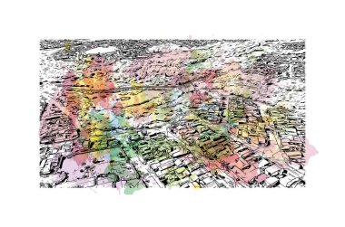 Sorocaba, Brezilya 'da bir şehirdir. Vektörde elle çizilmiş resim ile suluboya sıçraması.