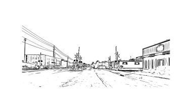 Print Building view with landmark of Springdale, ABD 'nin en kalabalık şehridir. Vektörde elle çizilmiş çizim çizimi.