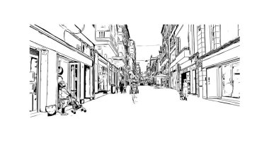 Santa Cruz de Tenerife, Kanarya Adaları 'nda yer alan bir şehirdir. Vektörde elle çizilmiş çizim çizimi.