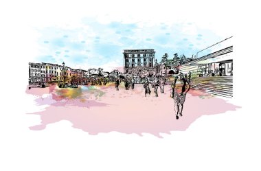 Santa Lucia, Batı Hint Adaları 'nda bir ada ülkesidir. Vektörde elle çizilmiş resim ile suluboya sıçraması.