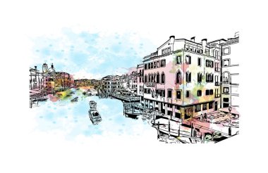 Santa Lucia, Batı Hint Adaları 'nda bir ada ülkesidir. Vektörde elle çizilmiş resim ile suluboya sıçraması.