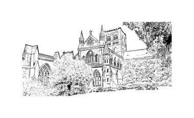 St. Albans, İngiltere 'de yer alan bir şehirdir. Vektörde elle çizilmiş çizim çizimi. 