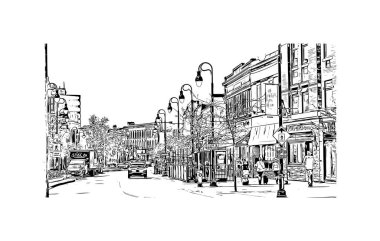 St. Catharines, Kanada 'da yer alan bir şehirdir. Vektörde elle çizilmiş çizim çizimi.