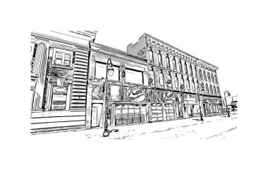 St. Catharines, Kanada 'da yer alan bir şehirdir. Vektörde elle çizilmiş çizim çizimi.