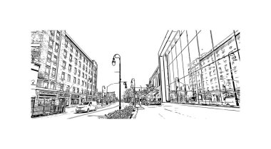 St. Catharines, Kanada 'da yer alan bir şehirdir. Vektörde elle çizilmiş çizim çizimi.