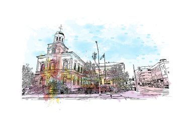 St. Catharines, Kanada 'da yer alan bir şehirdir. Vektörde elle çizilmiş resim ile suluboya sıçraması.