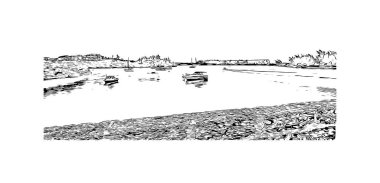 Georges Bermuda, Almanya 'nın Barmuda eyaletinde yer alan bir şehirdir. Vektörde elle çizilmiş çizim çizimi.