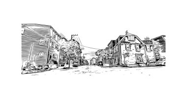  St. John 's, Newfoundland ve Labrador' un başkenti ve en büyük şehridir. Vektörde elle çizilmiş çizim çizimi.