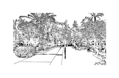 Santa Pola, İspanya 'da Santa Pola eyaletinde yer alan bir şehirdir. Vektörde elle çizilmiş çizim çizimi.