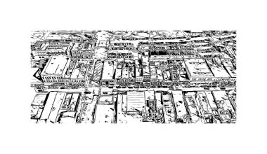 Stillwater, ABD 'de yer alan bir şehirdir. Vektörde elle çizilmiş çizim çizimi.