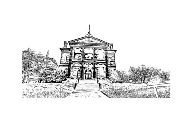 Stillwater, ABD 'de yer alan bir şehirdir. Vektörde elle çizilmiş çizim çizimi.