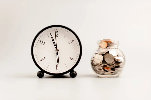 Clock and money, time work concept and money with time value