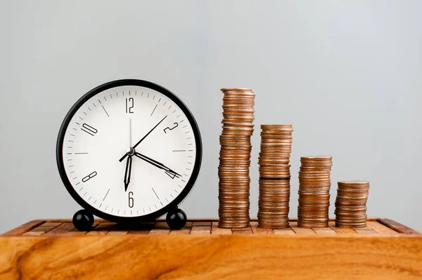 Clock and money, time work concept and money with time value