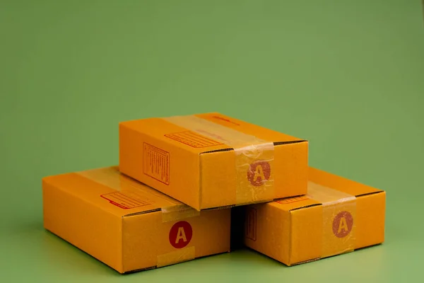 Caja Cartón Entrega Tambor Paquete Caja Marrón Caja — Foto de Stock