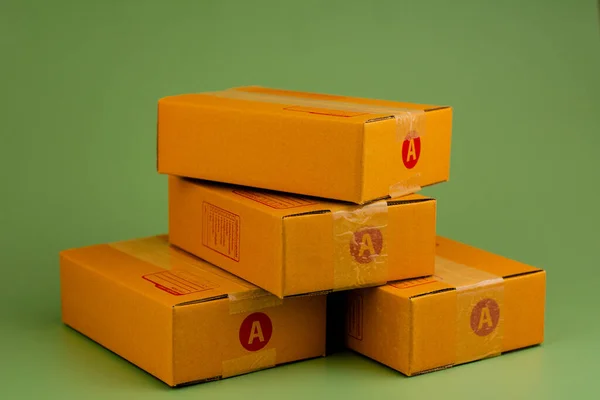 Коробка Коробка Доставки Коробка Коробка Коробка Коричневый Коробка — стоковое фото