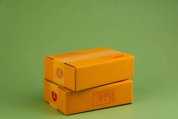 Caja Cartón Entrega Tambor Paquete Caja Marrón Caja — Foto de Stock