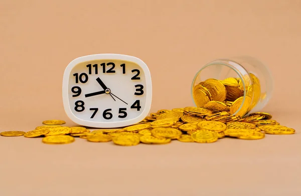 gold in glass jar gold savings in glass jar valuable assets Financial loan and investment. Gold stocks. Gold market. Gold concept and gold accumulation with precious time.