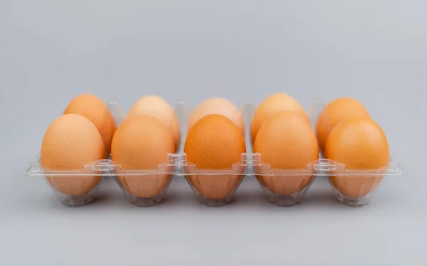 Eier Frische Eierverpackungen Eiweißreiche Lebensmittel Saubere Eier Orangeneier Gesundes Frühstück — Stockfoto