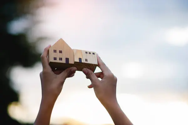 wooden house toy house The dream of people who want to have their first house. Dream house.