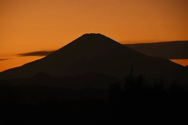 Σιλουέτα Του Κυρίου Φούτζι Ηλιοβασίλεμα Φυσικό Υλικό Υποβάθρου — Φωτογραφία Αρχείου