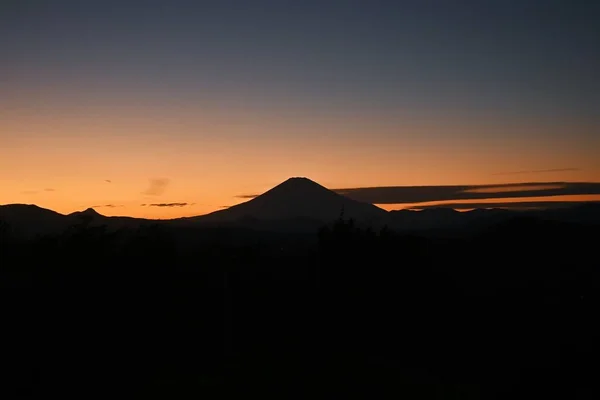 Σιλουέτα Του Κυρίου Φούτζι Ηλιοβασίλεμα Φυσικό Υλικό Υποβάθρου — Φωτογραφία Αρχείου