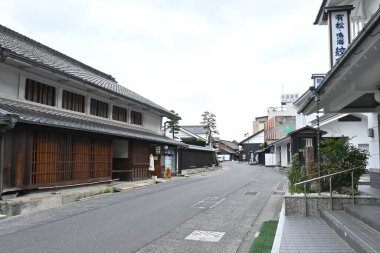 Japon turist gezisi tarihi şehir manzarası. Arimatsu bölgesi, Nagoya Şehri, Aichi Bölgesi. Bu bölgede üretilen 'Arimatsu Shibori' ünlü bir tekstil ve geleneksel bir zanaat..