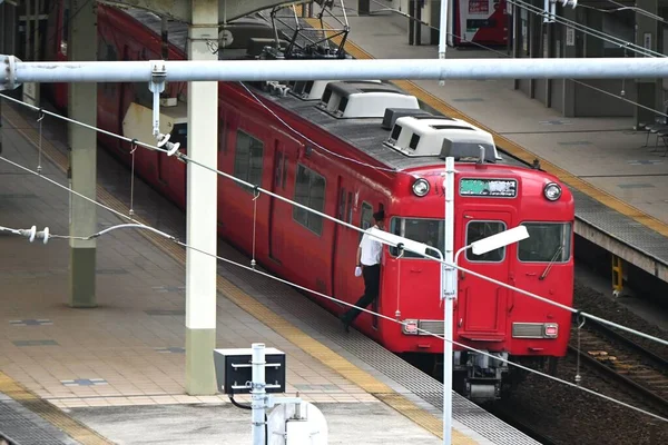 Utsikt Över Tågstation Morgonen Japan Bakgrundsmaterial För Transport — Stockfoto