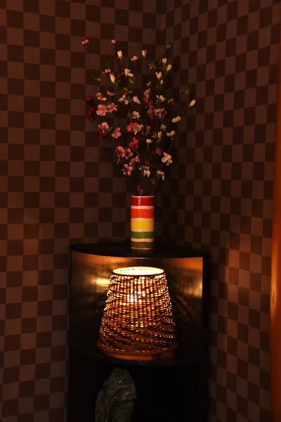 Cultura Tradicional Japonesa Equipamento Iluminação Feito Trabalho Bambu Material Fundo — Fotografia de Stock