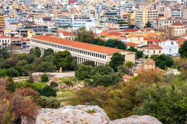 Facade view of the National Academy of Athens neo classical building with the pediment on the theme of the birth of goddess Athena. Statues of Athena and Apollo