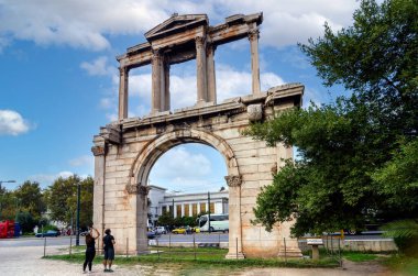 The Arch of Hadrian, most commonly known in Greek as Hadrian's Gate, is a monumental gateway resembling, in some respects, a Roman triumphal arch. 