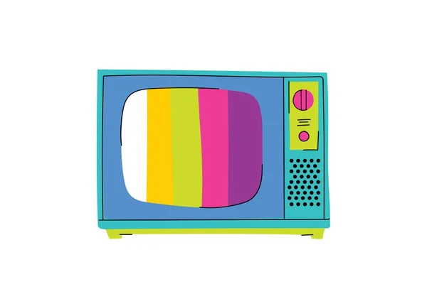 テレビイラスト レトロテレビ レトロカラーテレビセット 90年代式ベクトル レトロ技術だ 1990年代の流行イラスト 90年代のノスタルジア — ストックベクタ