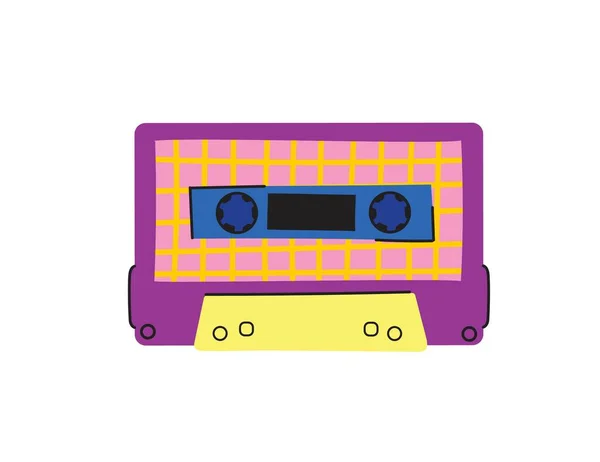 レトロな音楽カセット ステレオDjテープ ヴィンテージ90年代のカセットテープとオーディオテープ アンティークラジオプレイカセット 1970年代または1980年代のロックミュージックミックスオーディオカセット 分離ベクトルアイコンセット — ストックベクタ