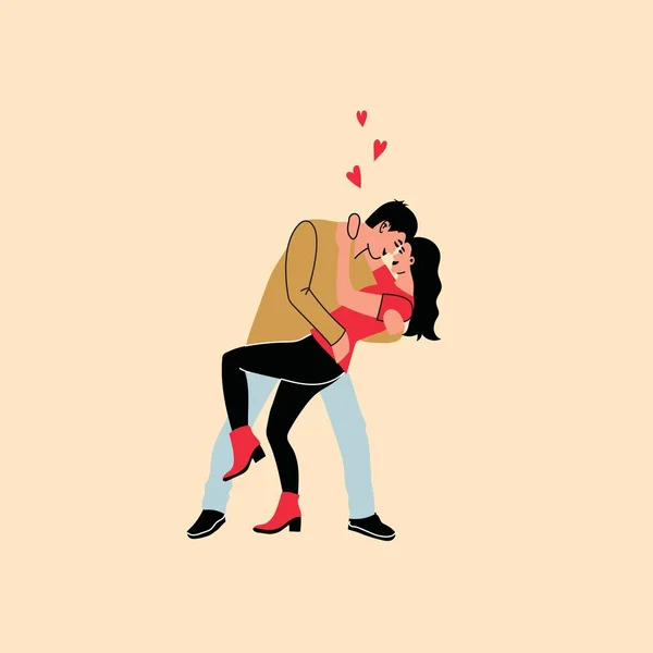 Valentýn Láska Něha Romantické Pocity Koncept Mladý Milující Usmívající Pár — Stockový vektor