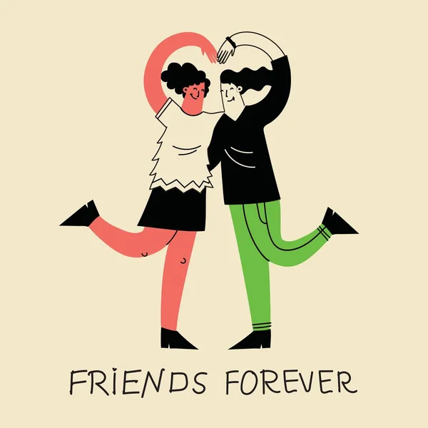 Best Friends Cocept Illustration Vector Illustration Multicultural Girls Multicultural Friendship — Stock Vector
