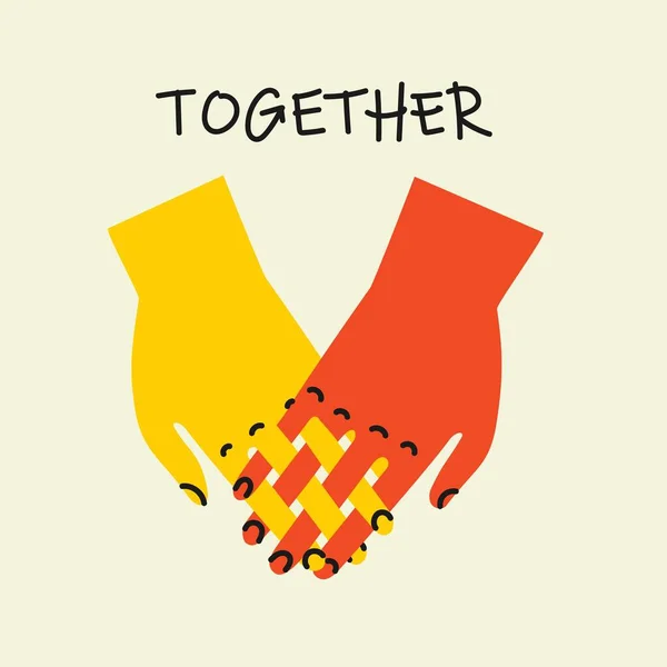 Groovy Hippie Amour Ensemble Mains Colorées Avec Les Mains Avec — Image vectorielle