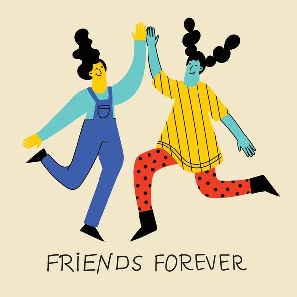 Ilustracja Koncepcji Najlepszych Przyjaciół Wektorowa Ilustracja Wielokulturowych Dziewcząt Wielokulturowej Przyjaźni — Wektor stockowy