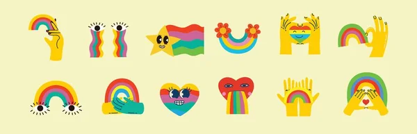Pride Lgbtq Icon Set Lgbtq Gerelateerde Symbolen Regenboogkleuren Trots Vlag — Stockvector