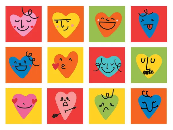 Stiker Jantung Yang Bagus Konsep Cinta Selamat Hari Kasih Sayang - Stok Vektor
