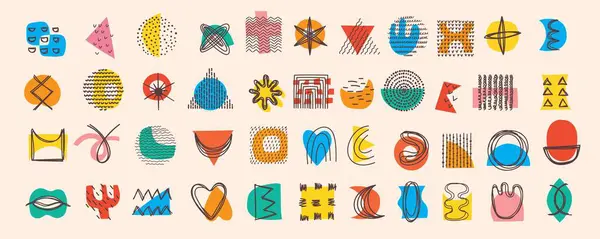 Elementos Gráficos Abstratos Estilo Minimamente Moderno Formas Doodle Desenhadas Mão Vetores De Bancos De Imagens Sem Royalties
