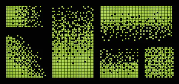 Set Latar Belakang Disintegrasi Piksel Efek Kerusakan Pola Putus Putus - Stok Vektor