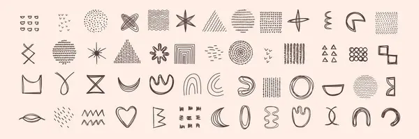 Abstract Graphic Elements Minimal Trendy Style Hand Drawn Doodle Shapes Vector Graphics