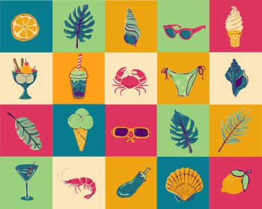 İtalyan stili tatil el çizimi vektör çizimleri karalama çizim ögeleri ile karışık ortam kolajı tarzında.