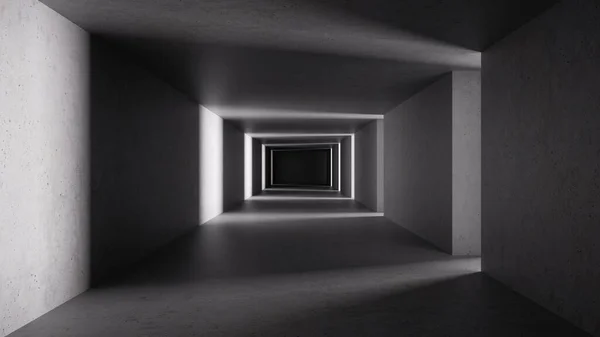Καθιστούν Αφηρημένη Φόντο Άδειο Σκοτεινό Τούνελ Ατελείωτες Διάδρομο Φωτίζεται Φως — Φωτογραφία Αρχείου