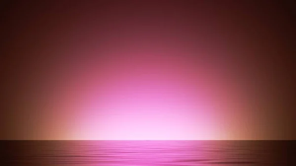 3d render, abstract minimalist wallpaper, pink seascape background with glowing light