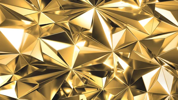 Render Abstrakter Goldkristall Hintergrund Makrotextur Einer Facettierten Metallfolie Moderne Geometrische — Stockfoto