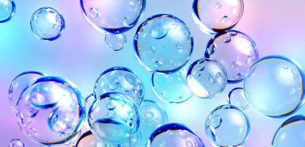 Render Abstract Blue Background Air Bubbles Wallpaper Glass Balls — Stock Photo, Image